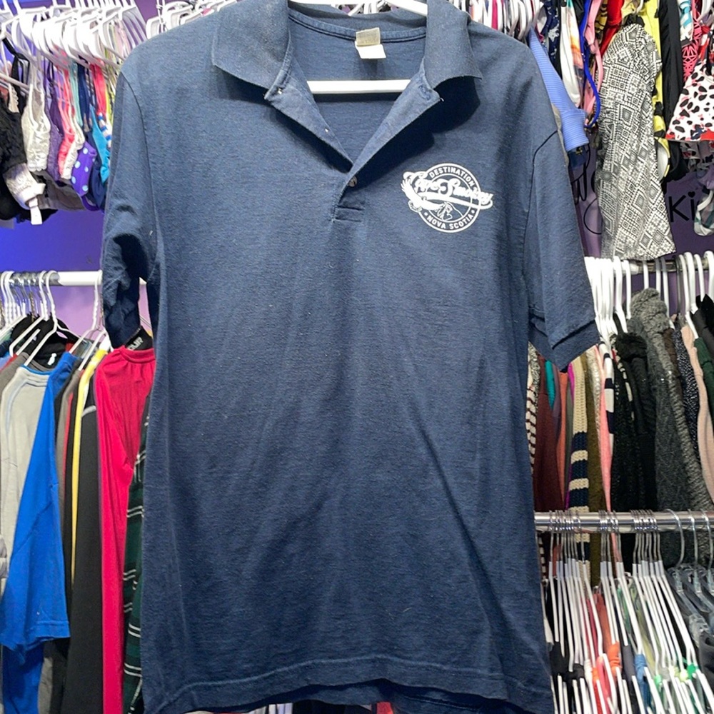 Destination Cape Smokey Staff blue Polo shirt Ski Resort Cape Breton Nova Scotia